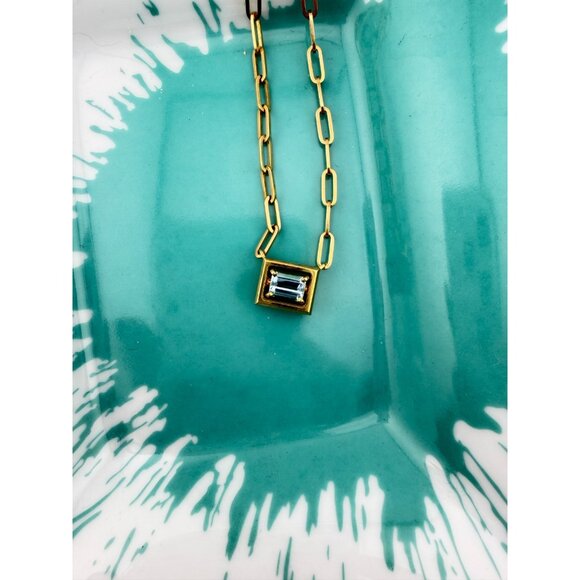 RARE Tiffany & Co. Aquamarine Jewel Box Necklace 17.75" 18k Yellow Gold - Picture 11 of 13